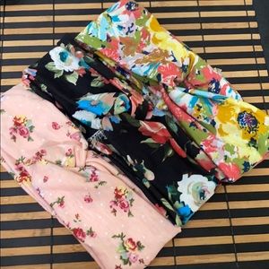 3 New floral boho knotted headbands